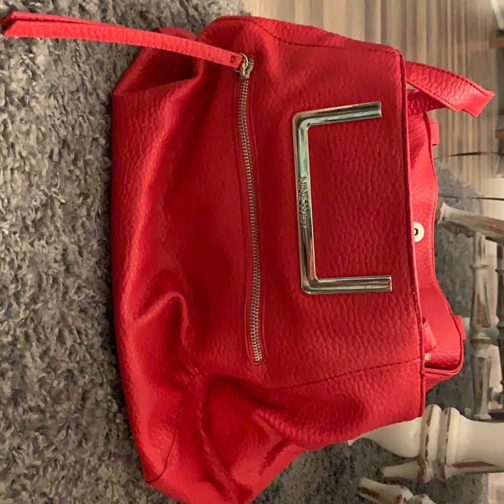 Red, leather Nine West shoulder bag